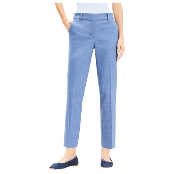 BNWT LOFT Riviera Slim Pants in Texture Blue Size 8 - Picture 2 of 8